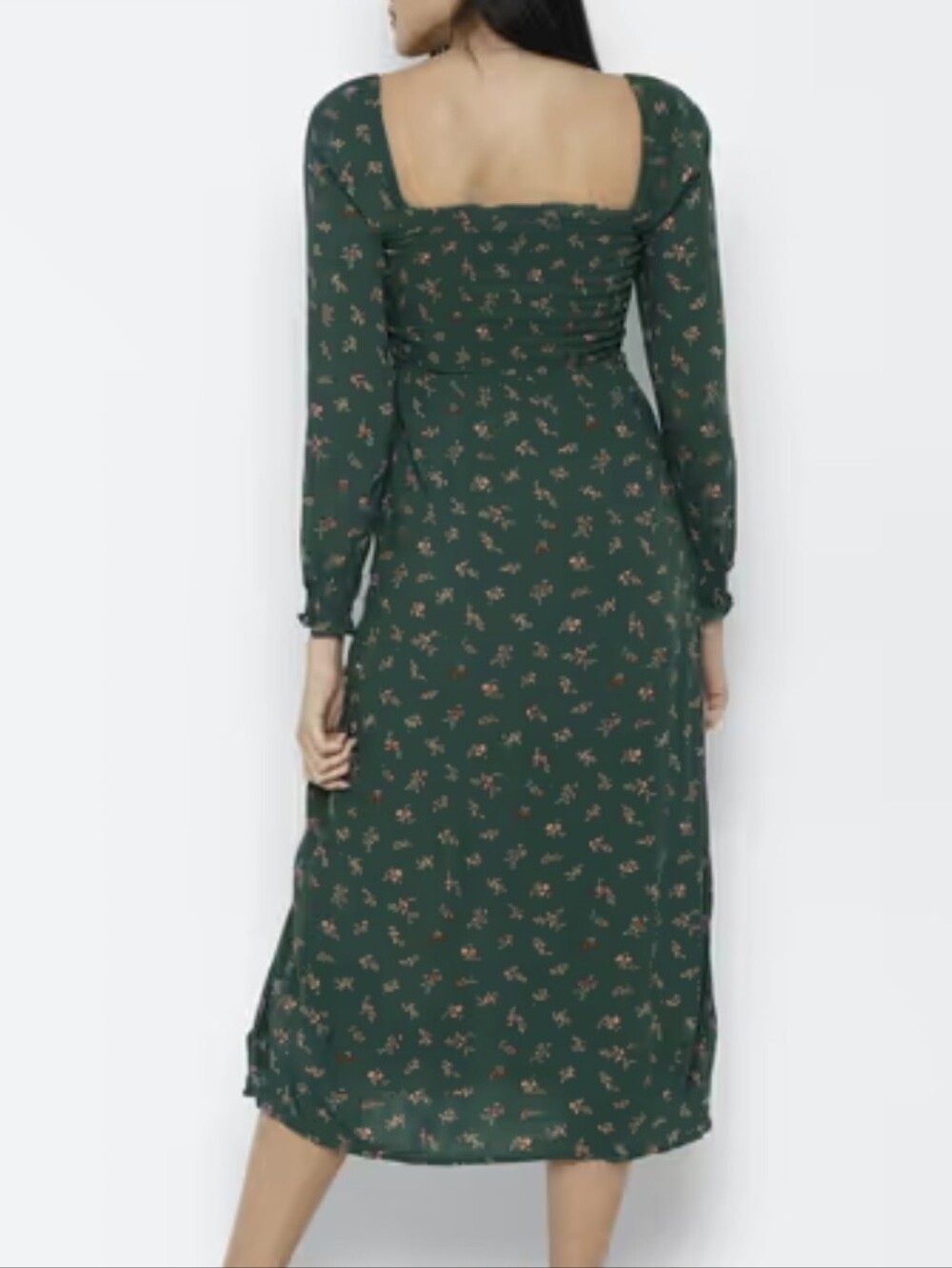 American Eagle Green Floral Midi Dress - Picture 2 of 10